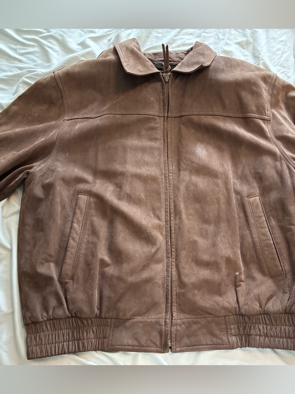 Brown Men's Leather Zip Jacket